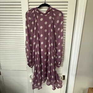 Long-sleeve Sheer Mini Dress In Purple - NEW